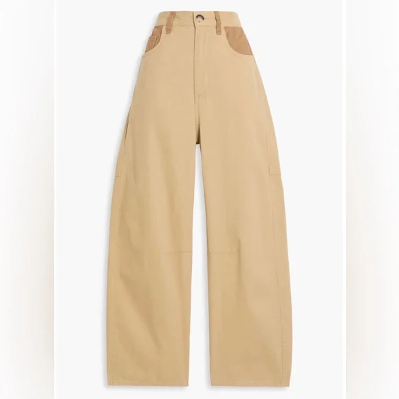 Rag And Bone Light Tan Charlie Cotton Cropped Two Tone Pants - Picture 3 of 14